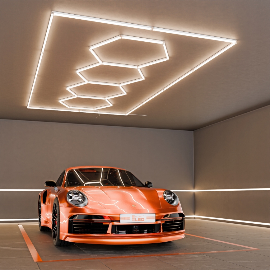 LED Stropna svjetiljka HEXAGON LED/384W/85-265V 4000K 484x243 cm CRI 90 IP54 bijela