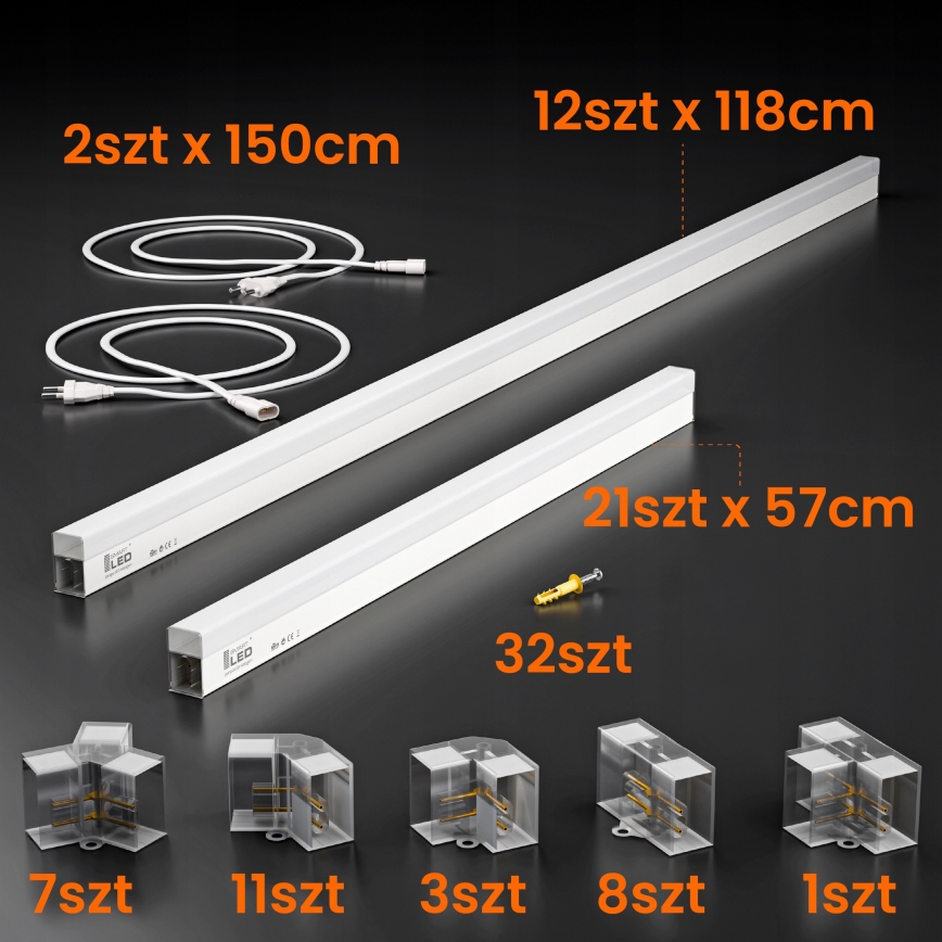 LED Stropna svjetiljka HEXAGON LED/384W/85-265V 4000K 484x243 cm CRI 90 IP54 bijela