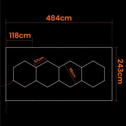 LED Stropna svjetiljka HEXAGON LED/384W/85-265V 6500K 484x243 cm CRI 90 IP54 bijela