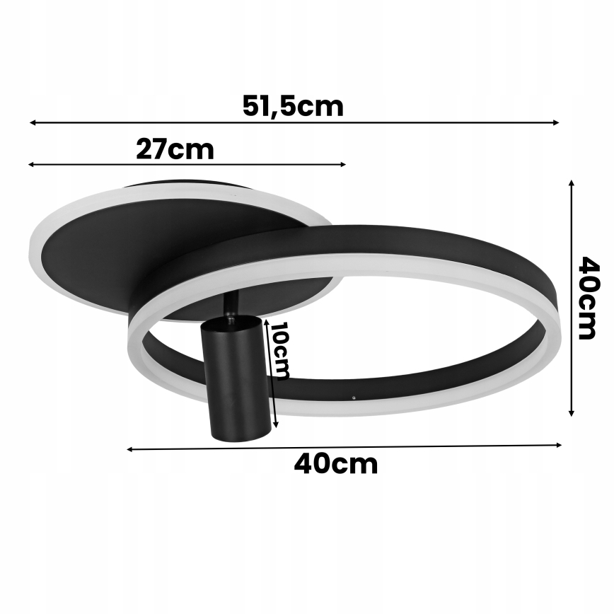 LED stropna svjetiljka LED/38W/230V + 1xGU10/30W crna