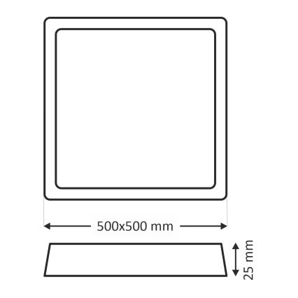 LED stropna svjetiljka LED/40W/230V 3000/4000/6500K 50x50 cm crna