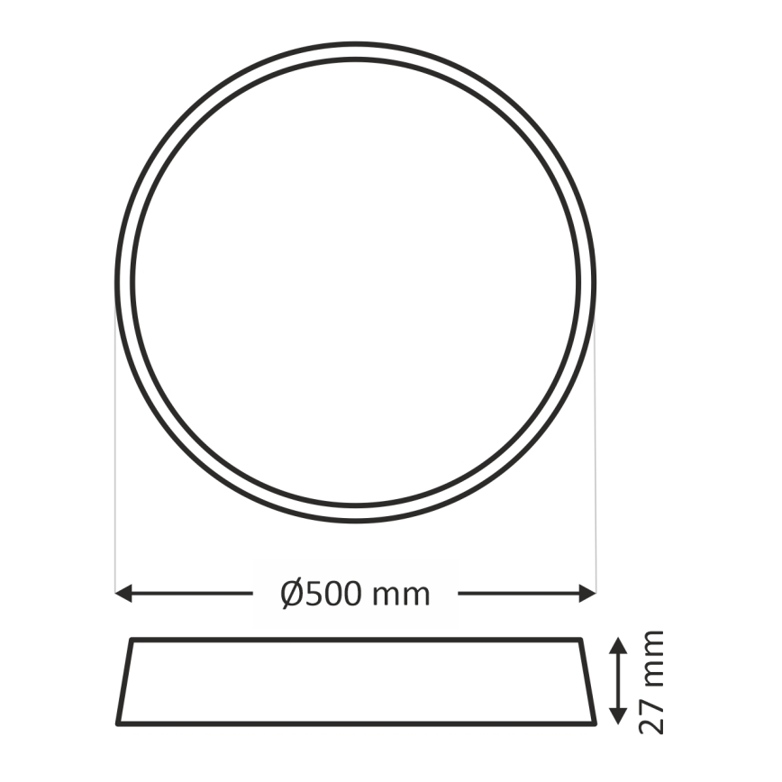 LED stropna svjetiljka LED/40W/230V 3000/4000/6500K promjer 50 cm crna