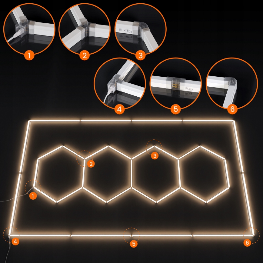 LED stropno svjetlo HEXAGON LED/426W/85-265V 4000K 484x243 cm CRI 90 IP44 bijela