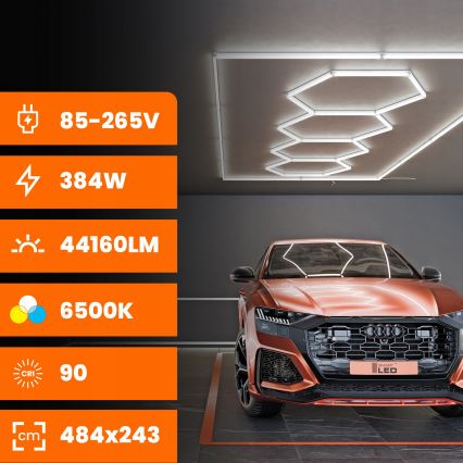 LED Stropno svjetlo HEXAGON LED/426W/85-265V 6500K 484x243 cm CRI 90 IP44 bijela