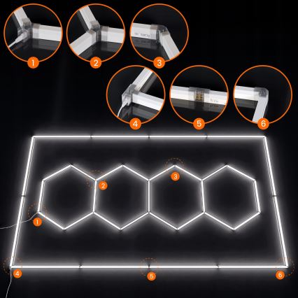 LED Stropno svjetlo HEXAGON LED/426W/85-265V 6500K 484x243 cm CRI 90 IP44 bijela