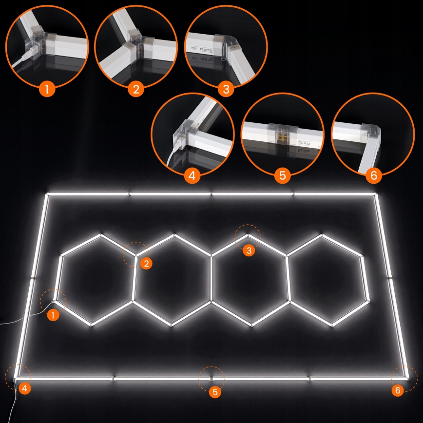 LED Stropno svjetlo HEXAGON LED/426W/85-265V 6500K 484x243 cm CRI 90 IP44 bijela