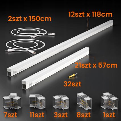 LED Stropno svjetlo HEXAGON LED/426W/85-265V 6500K 484x243 cm CRI 90 IP44 bijela