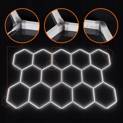 LED stropno svjetlo HEXAGON LED/456W/85-265V 4000K 522x298 cm CRI 90 IP54 bijela