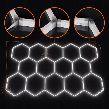 LED stropna svjetiljka HEXAGON LED/570W/85-265V 6500K 522x298 cm CRI 90 IP44 bijela