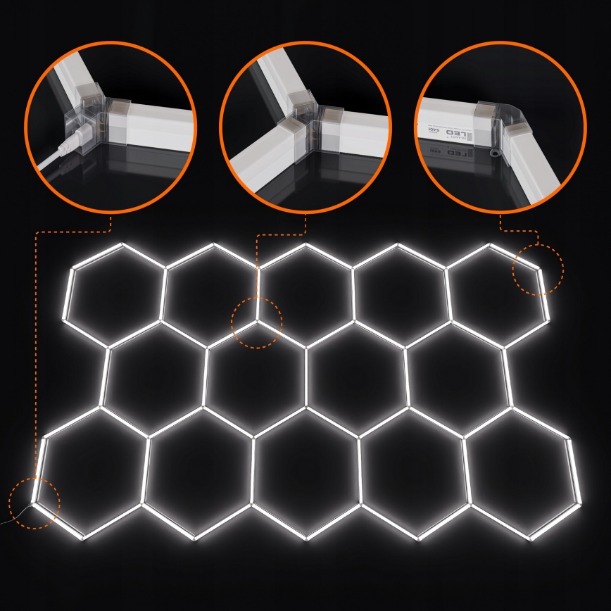 LED stropna svjetiljka HEXAGON LED/570W/85-265V 6500K 522x298 cm CRI 90 IP44 bijela
