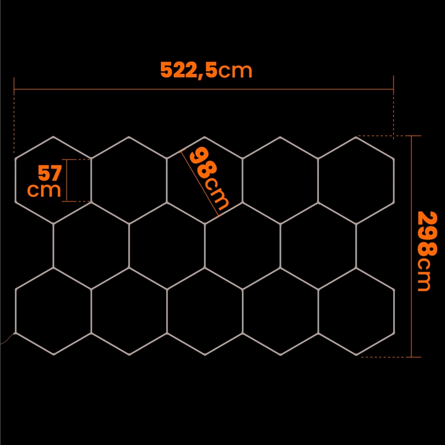 LED stropna svjetiljka HEXAGON LED/570W/85-265V 6500K 522x298 cm CRI 90 IP44 bijela