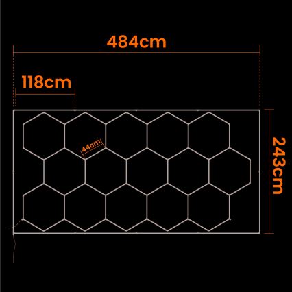 LED stropna svjetiljka HEXAGON LED/696W/85-265V 4000K 484x243 cm CRI 90 IP44 bijela