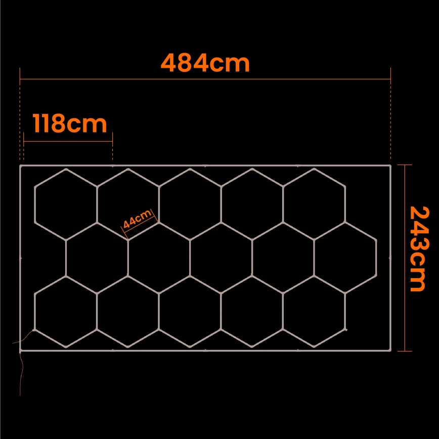 LED stropna svjetiljka HEXAGON LED/696W/85-265V 4000K 484x243 cm CRI 90 IP44 bijela