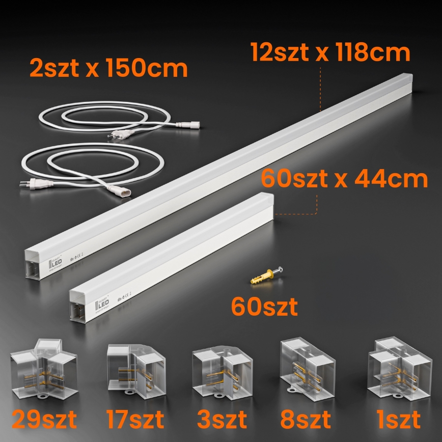 LED stropna svjetiljka HEXAGON LED/696W/85-265V 4000K 484x243 cm CRI 90 IP54 bijela