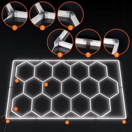 LED stropna svjetiljka HEXAGON LED/696W/85-265V 6500K 484x243 cm CRI 90 IP44 bijela