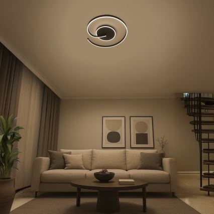 LED stropna svjetiljka LORENZO LED/22W/230V Ø 50 cm crna