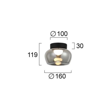 LED stropna svjetiljka NADIA LED/9W/230V Ø 16 cm zadimljena/crna