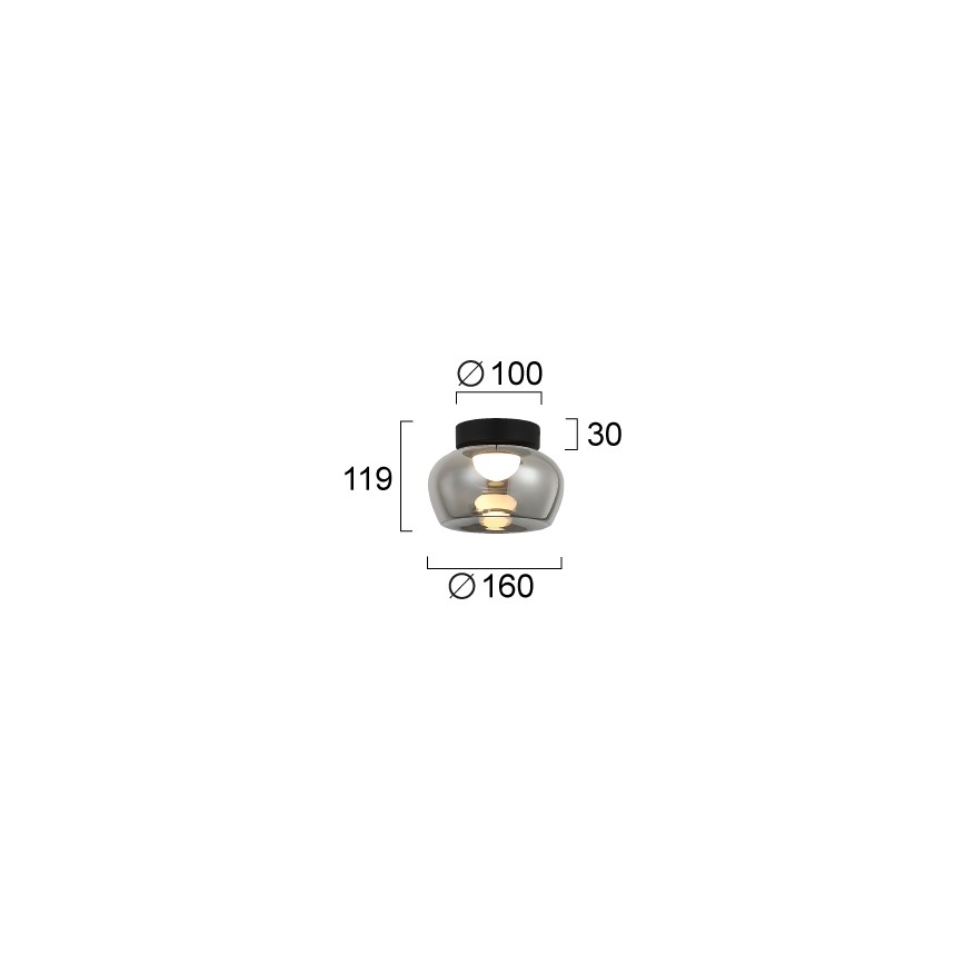 LED stropna svjetiljka NADIA LED/9W/230V Ø 16 cm zadimljena/crna