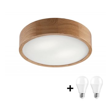 LED Stropna svjetiljka OAK 2xE27/10W/230V hrast promjer 37 cm