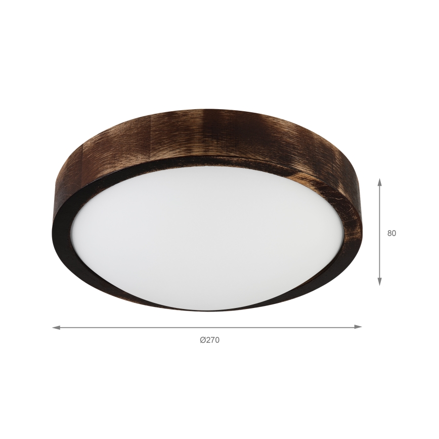 LED stropna svjetiljka OAK SLIM LED/20W/230V 4000K Ø 27 cm hrast/tamno smeđa