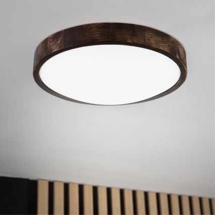 LED stropna svjetiljka OAK SLIM LED/36W/230V 4000K Ø 37 cm hrast/tamno smeđa