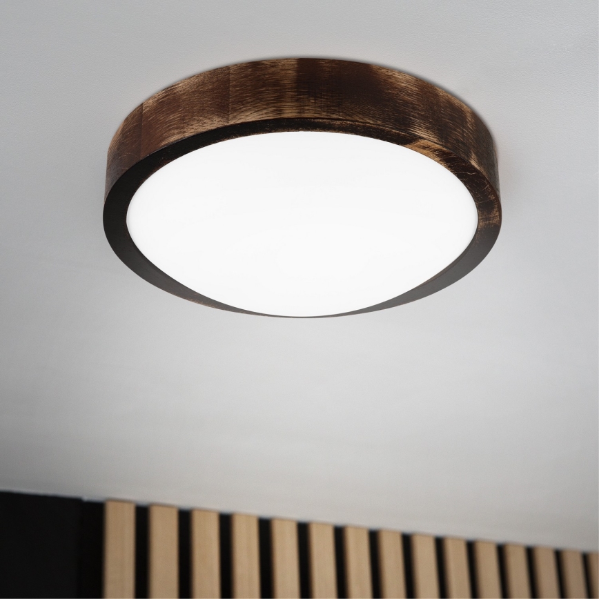 LED stropna svjetiljka OAK SMOKY SLIM LED/20W/230V 4000K Ø 27 cm hrast/tamno smeđa