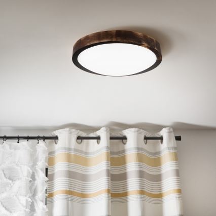 LED stropna svjetiljka OAK SMOKY SLIM LED/20W/230V 4000K Ø 27 cm hrast/tamno smeđa