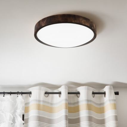 LED stropna svjetiljka OAK SMOKY SLIM LED/36W/230V 4000K promjer 37 cm hrast/tamno-smeđa