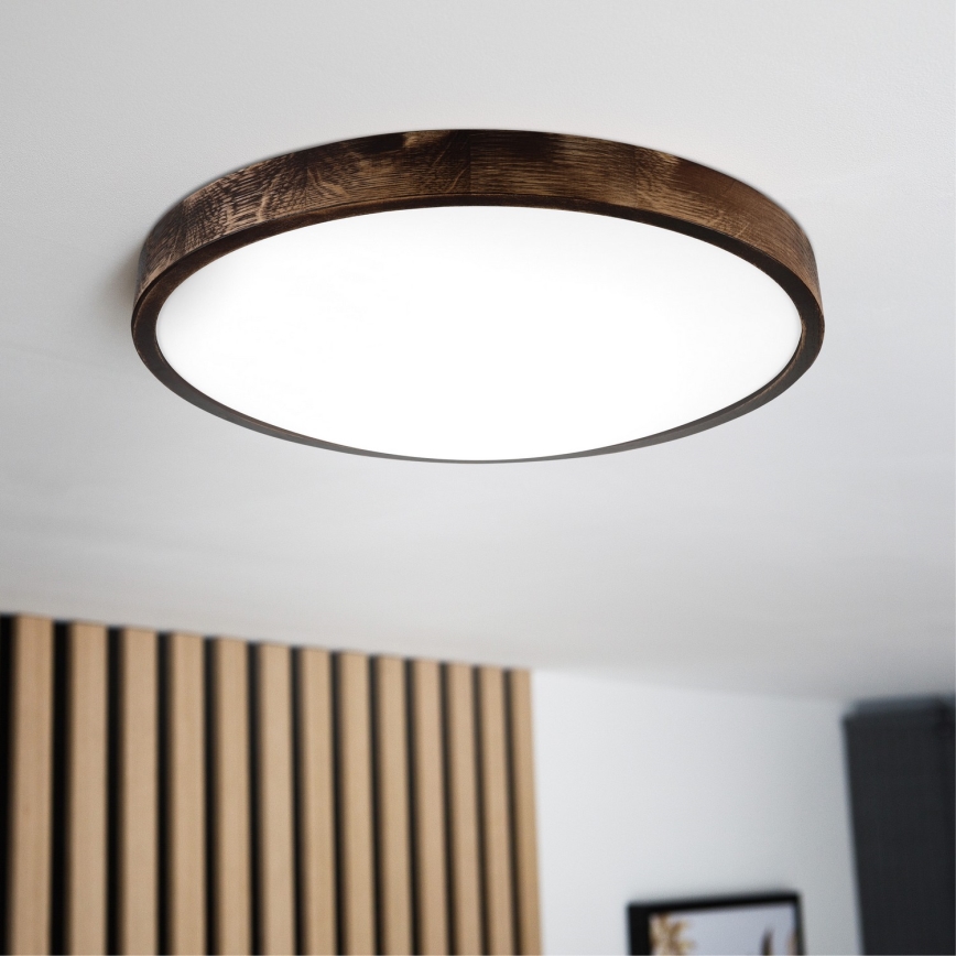 LED stropna svjetiljka OAK SMOKY SLIM LED/36W/230V 4000K Ø 47 cm hrast/tamno smeđa