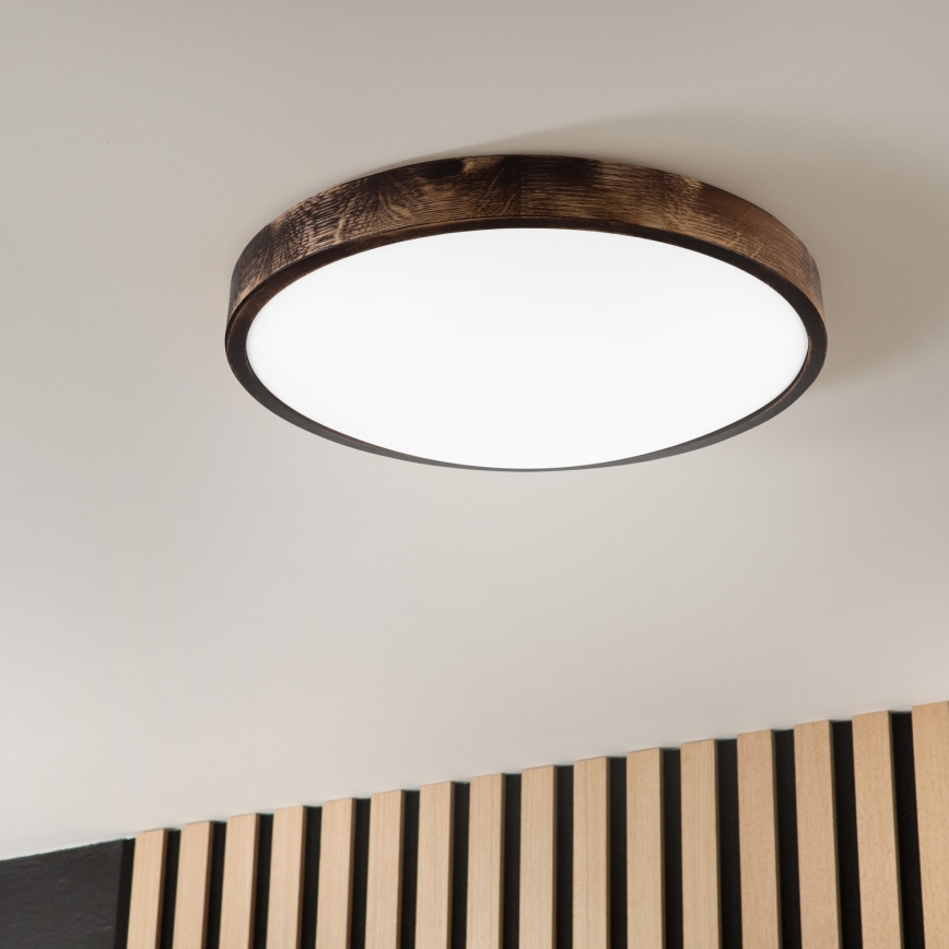 LED stropna svjetiljka OAK SMOKY SLIM LED/36W/230V 4000K Ø 47 cm hrast/tamno smeđa