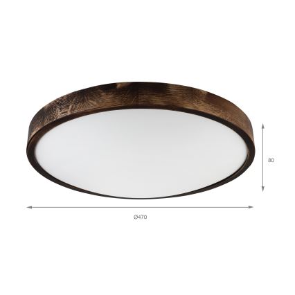 LED stropna svjetiljka OAK SMOKY SLIM LED/36W/230V 4000K Ø 47 cm hrast/tamno smeđa