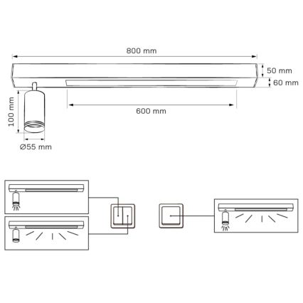 LED Stropna svjetiljka PARIS LED/24W/230V + 1xGU10/10W crna
