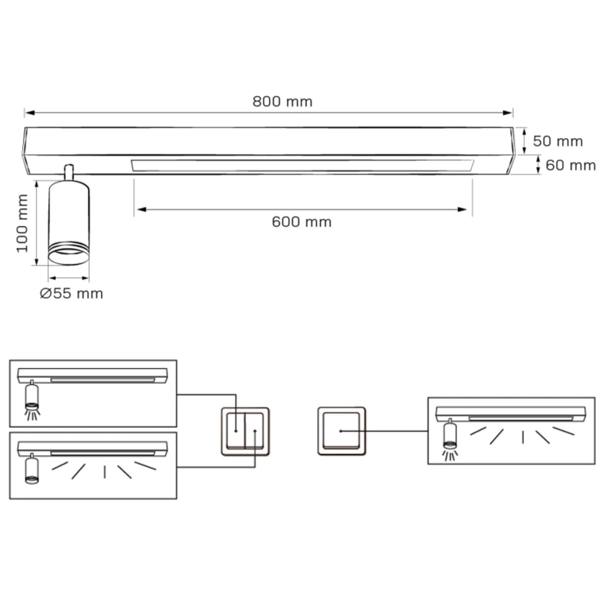LED Stropna svjetiljka PARIS LED/24W/230V + 1xGU10/10W crna