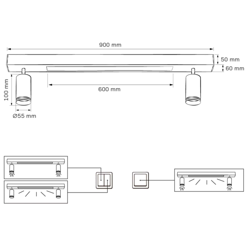 LED Stropna svjetiljka PARIS LED/24W/230V + 2xGU10/10W crna