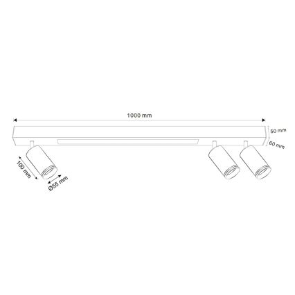 LED Stropna svjetiljka PARIS LED/24W/230V + 3xGU10/10W crna