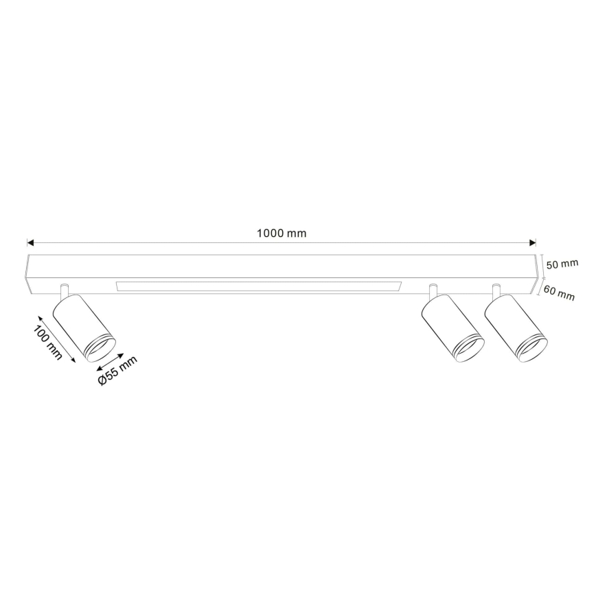 LED Stropna svjetiljka PARIS LED/24W/230V + 3xGU10/10W crna