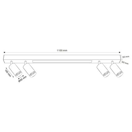 LED Stropna svjetiljka PARIS LED/24W/230V + 4xGU10/10W crna