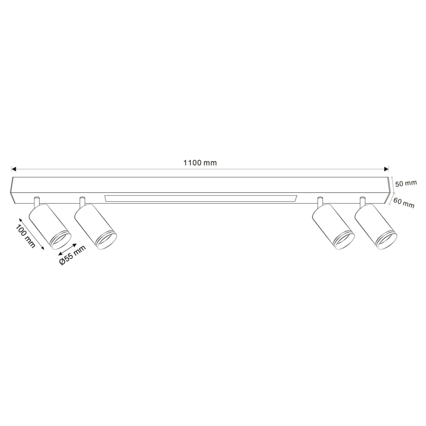 LED Stropna svjetiljka PARIS LED/24W/230V + 4xGU10/10W crna