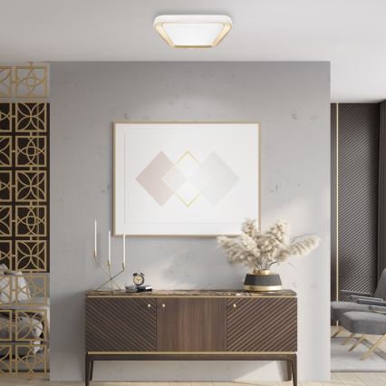 LED Dimmabilno stropno svjetlo QUADRO LED/38W/230V 3000-6000K bijela/zlatna + daljinski upravljač