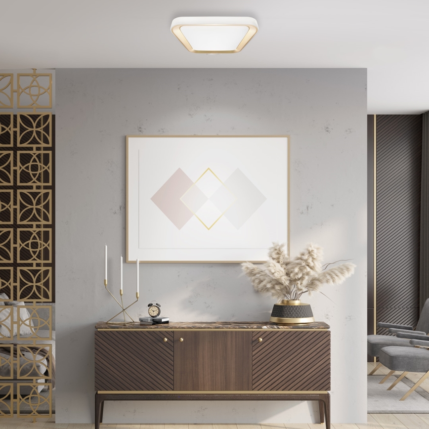 LED Dimmabilno stropno svjetlo QUADRO LED/38W/230V 3000-6000K bijela/zlatna + daljinski upravljač