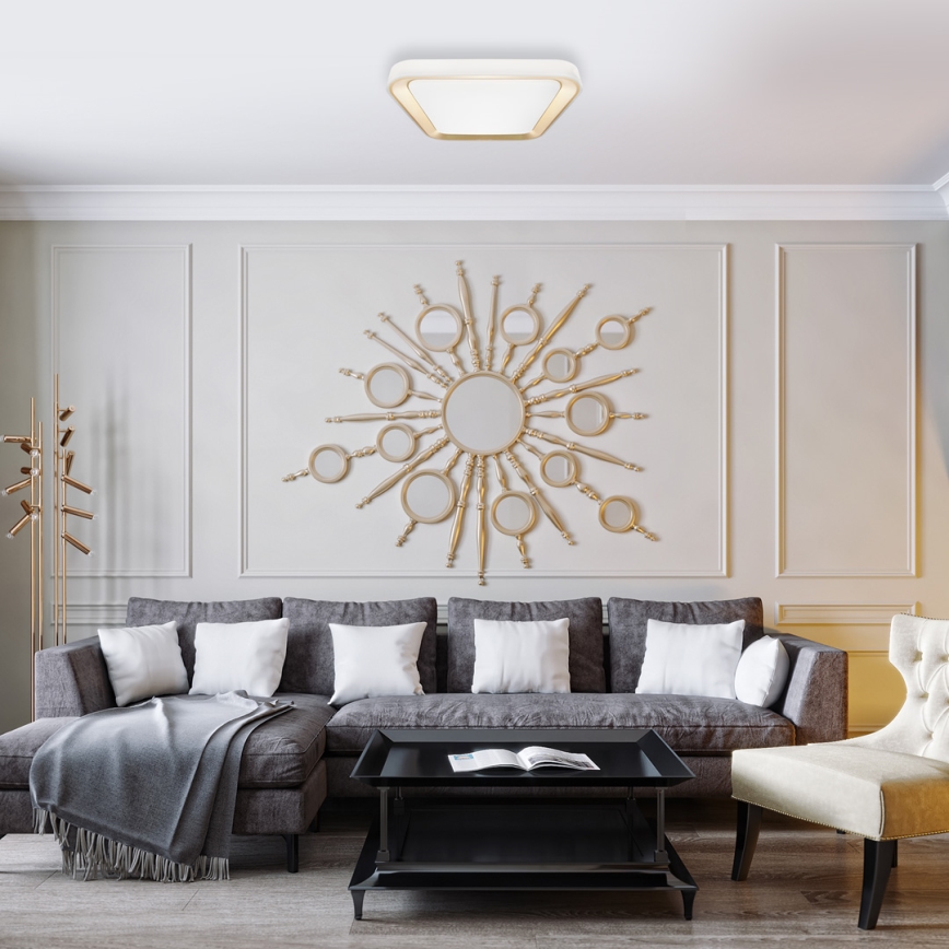 LED Dimmabilno stropno svjetlo QUADRO LED/38W/230V 3000-6000K bijela/zlatna + daljinski upravljač