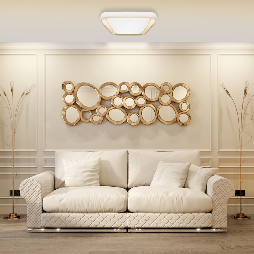 LED Dimmabilno stropno svjetlo QUADRO LED/66W/230V 3000-6000K bijela/zlatna + daljinski upravljač