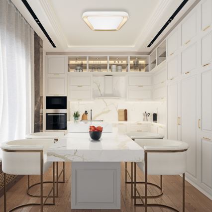 LED Dimmabilno stropno svjetlo QUADRO LED/66W/230V 3000-6000K bijela/zlatna + daljinski upravljač