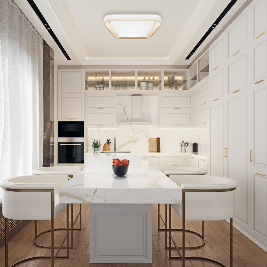 LED Dimmabilno stropno svjetlo QUADRO LED/66W/230V 3000-6000K bijela/zlatna + daljinski upravljač