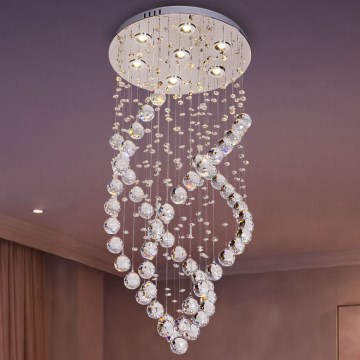 LED stropna svjetiljka s kristalima NAURU LED/24W/230V promjer 40 cm sjajni krom + daljinsko upravljanje