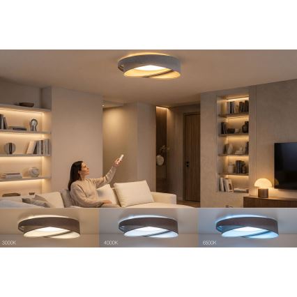 LED prigušiva stropna svjetiljka SMART GALAXY MODERN LED/24W/230V 3000-6500K Ø 55 cm siva/srebrna + s daljinskim upravljačem