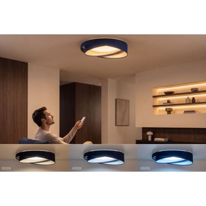 LED stropna svjetiljka s prigušivanjem SMART GALAXY MODERN LED/24W/230V 3000-6500K Ø 55 cm plava/srebrna + daljinski upravljač