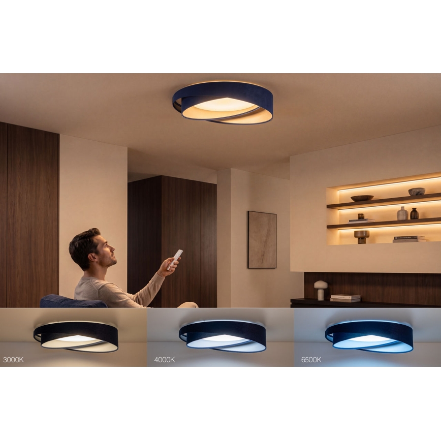 LED stropna svjetiljka s prigušivanjem SMART GALAXY MODERN LED/24W/230V 3000-6500K Ø 55 cm plava/srebrna + daljinski upravljač