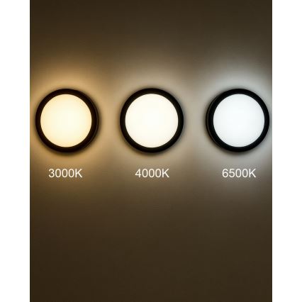 LED Stropna kupaonska svjetiljka sa senzorom ELLÉ LED/24W/230V 3000/4000/6500K promjer 26 cm IP54 antracit