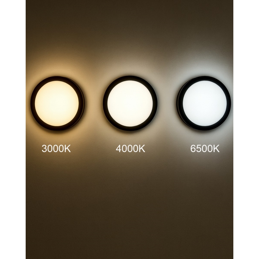 LED Stropna kupaonska svjetiljka sa senzorom ELLÉ LED/24W/230V 3000/4000/6500K promjer 26 cm IP54 antracit
